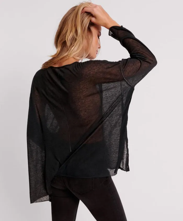 Women BLACK SPLIT SIDE LONG SLEEVE TEE One Teaspoon Tops Women BLACK SPLIT SIDE LONG SLEEVE TEE One Teaspoon Tops