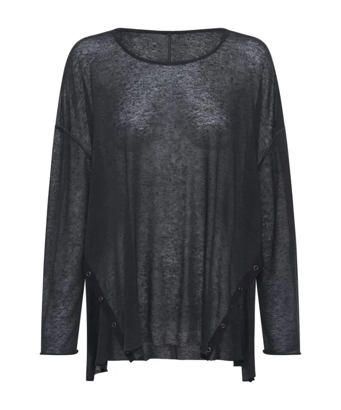 Women BLACK SPLIT SIDE LONG SLEEVE TEE One Teaspoon Tops Women BLACK SPLIT SIDE LONG SLEEVE TEE One Teaspoon Tops