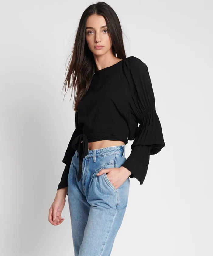 Women BLACK SUMMER NIGHTS CROP LONGSLEEVE TOP One Teaspoon Tops Women BLACK SUMMER NIGHTS CROP LONGSLEEVE TOP One Teaspoon Tops