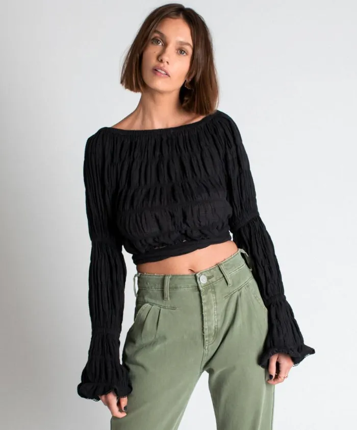 Women BLACK SUMMER NIGHTS CROP One Teaspoon Tops