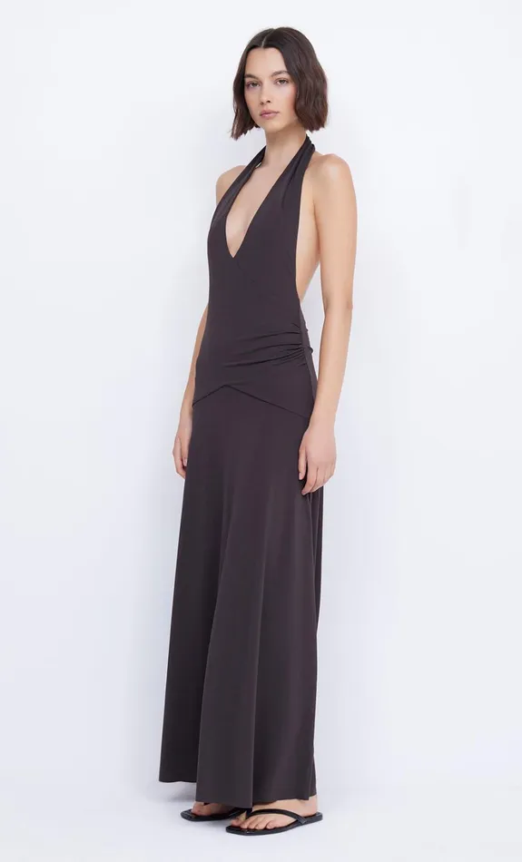 Women BLANCHE HALTER MAXI DRESS 8211 ESPRESSO Bec Bridge Maxi Dresses