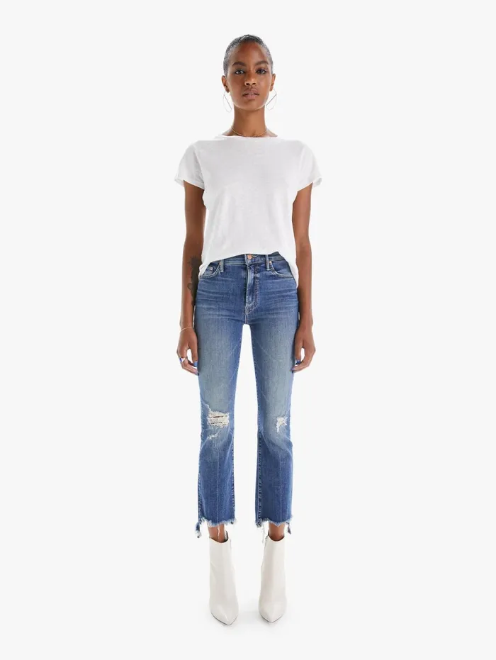 Women Bootcut Mother Denim The Insider Crop Step Chew Medium Blue
