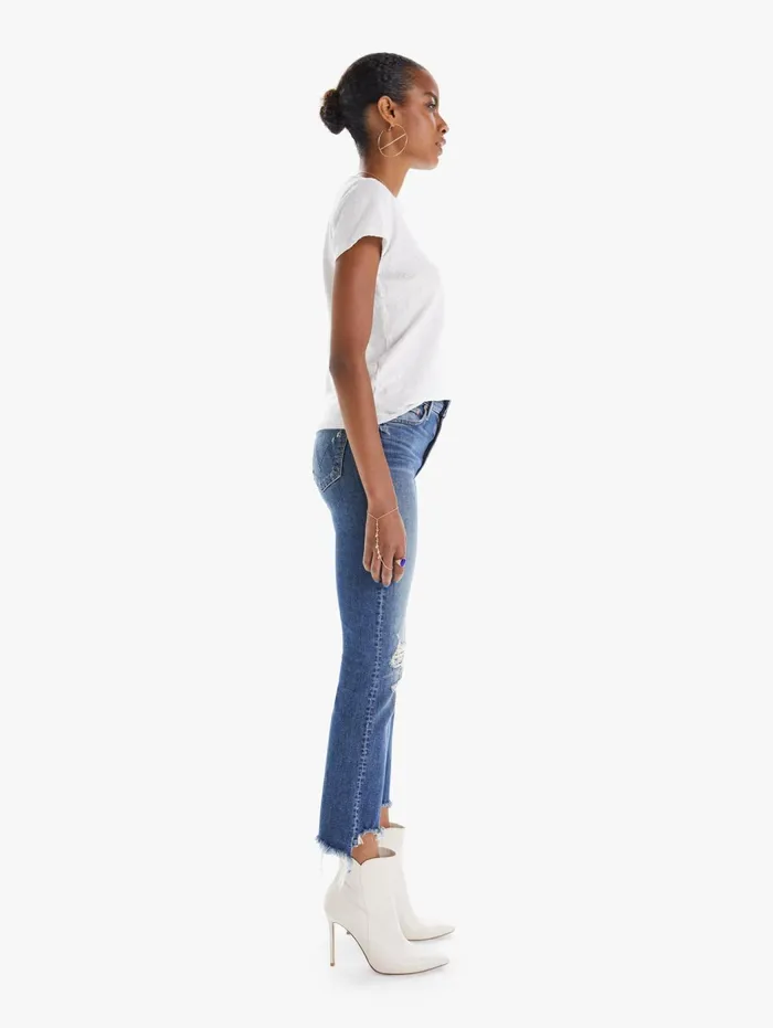 Women Bootcut Mother Denim The Insider Crop Step Chew Medium Blue