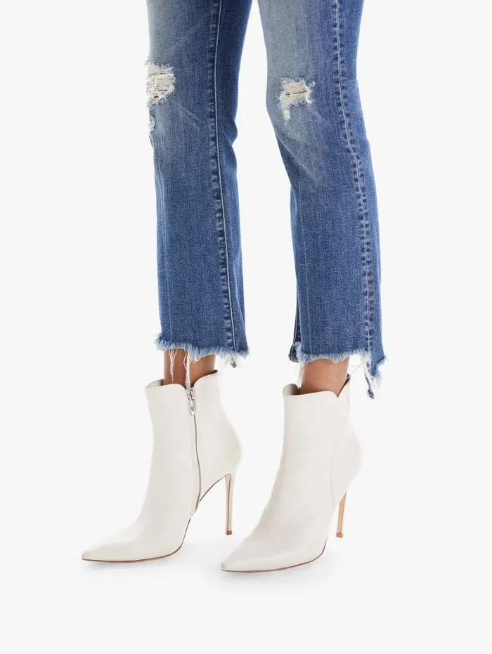 Women Bootcut Mother Denim The Insider Crop Step Chew Medium Blue