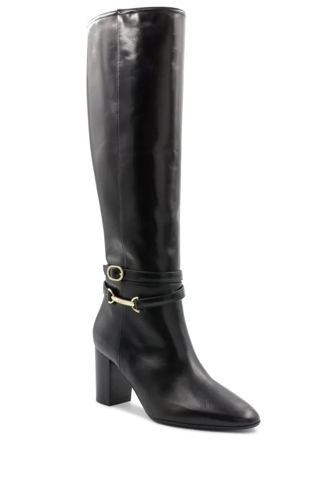 Women Boots Bruno Magli Adriana Knee High Block Heel Leather Boot 8211 Black