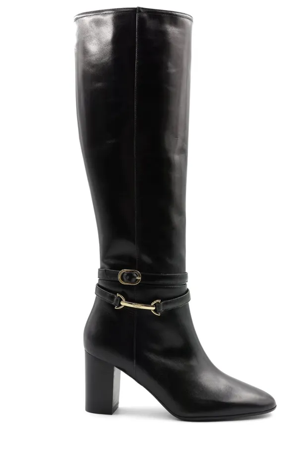Women Boots Bruno Magli Adriana Knee High Block Heel Leather Boot 8211 Black