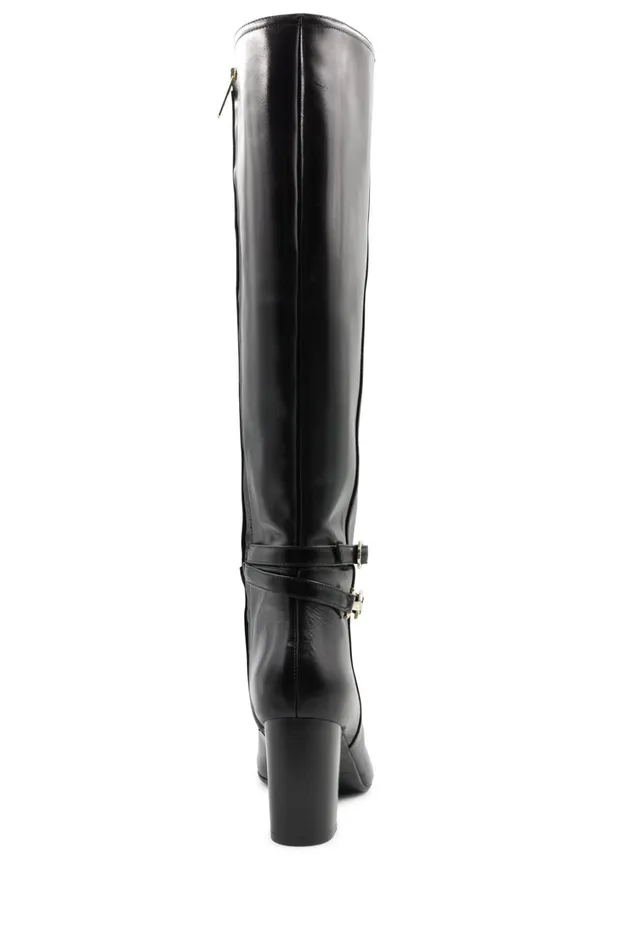Women Boots Bruno Magli Adriana Knee High Block Heel Leather Boot 8211 Black