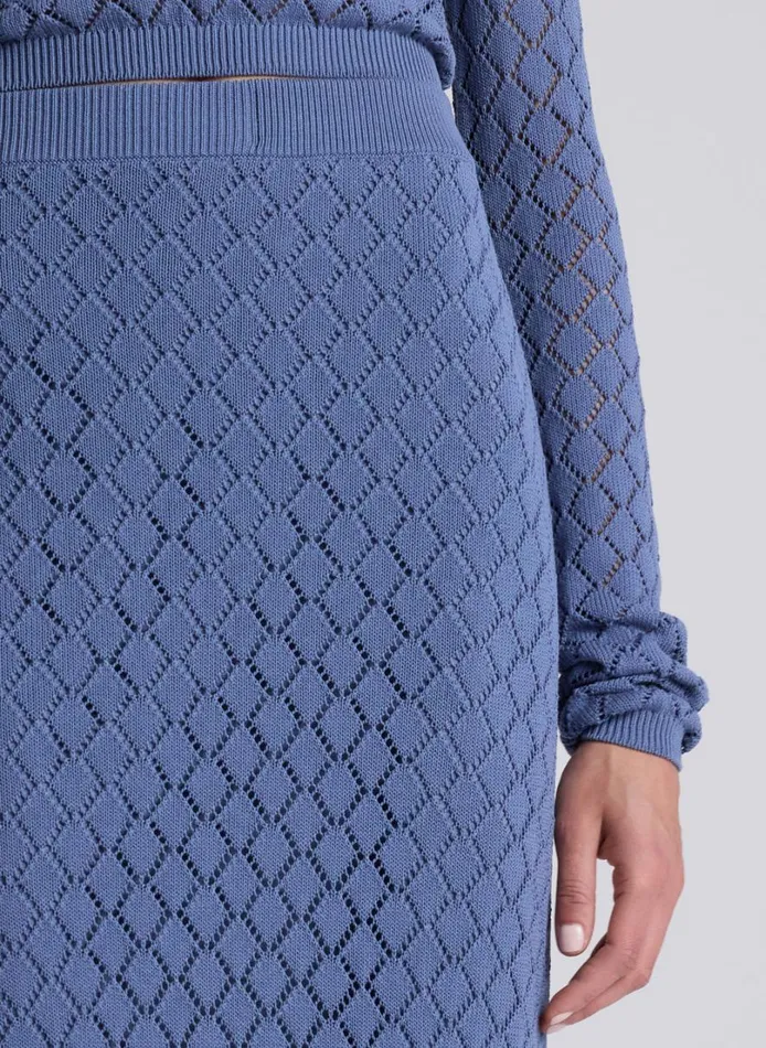 Women Bottoms ALC Addison Pointelle Knit Skirt Steel Blue