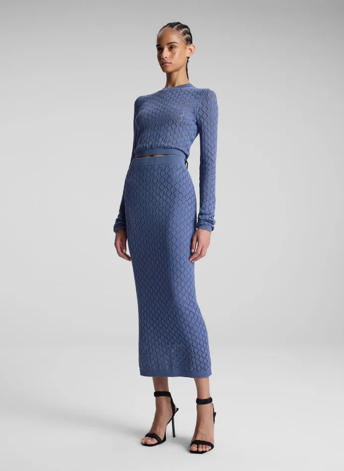 Women Bottoms ALC Addison Pointelle Knit Skirt Steel Blue