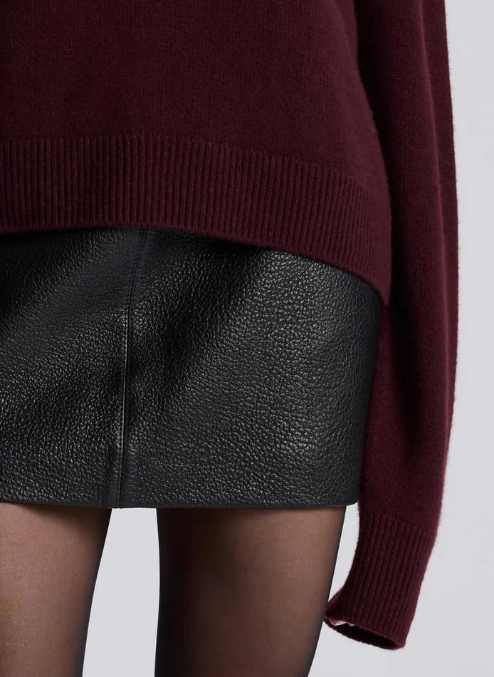 Women Bottoms ALC Cowan Leather Mini Skirt Black