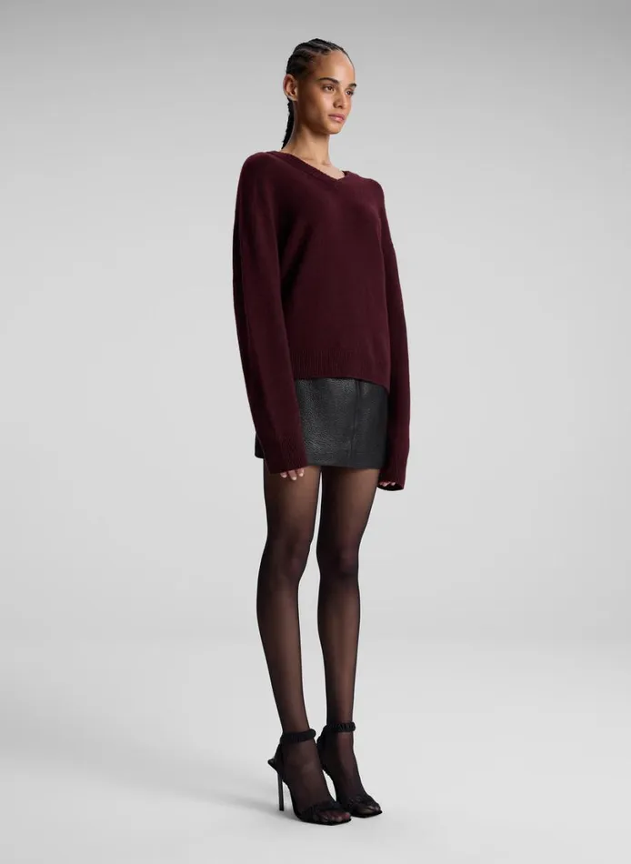 Women Bottoms ALC Cowan Leather Mini Skirt Black
