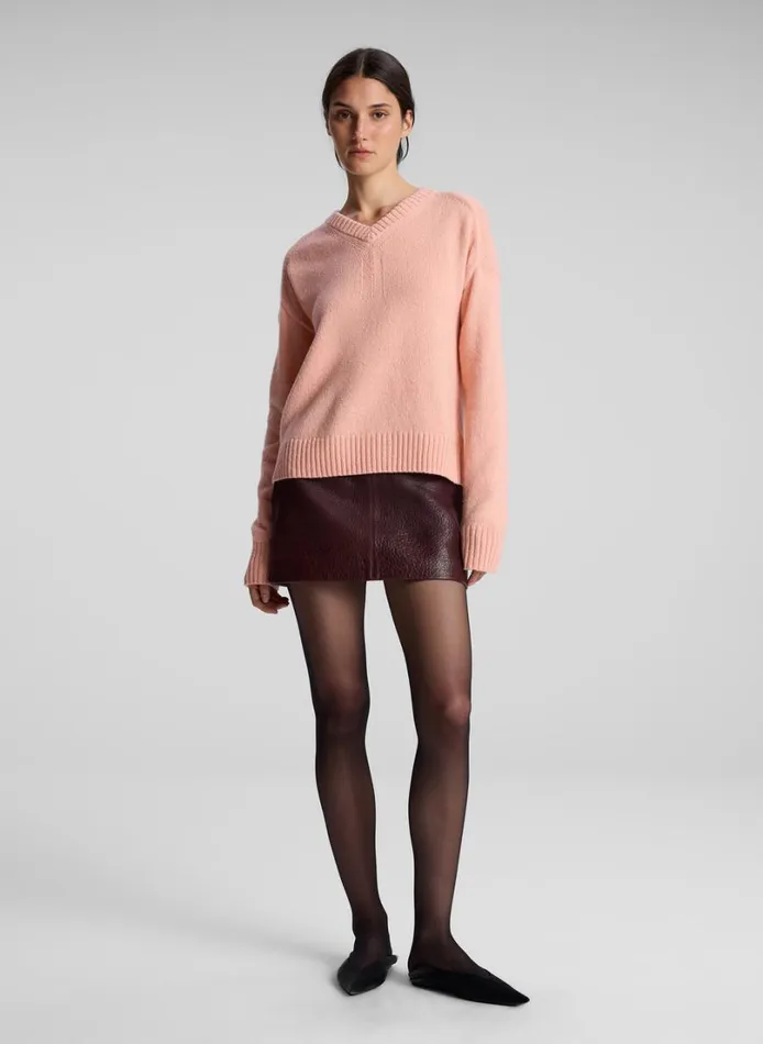 Women Bottoms ALC Cowan Leather Mini Skirt Umber