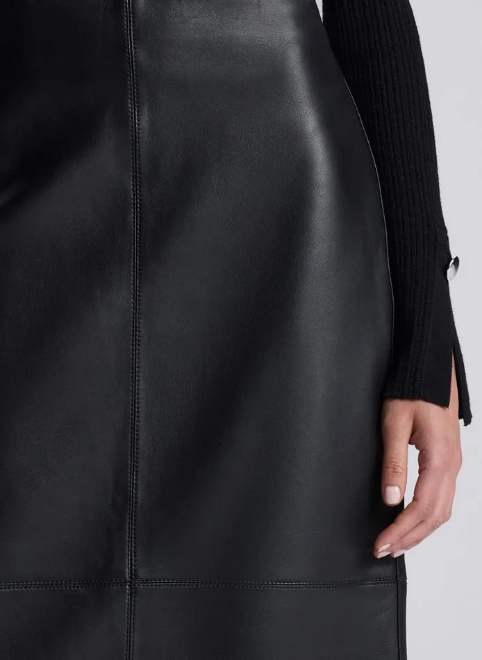 Women Bottoms ALC Marta Leather Midi Skirt Black