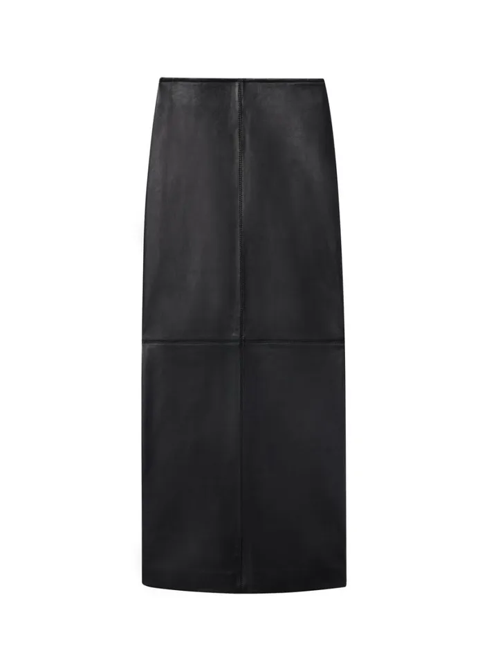 Women Bottoms ALC Marta Leather Midi Skirt Black