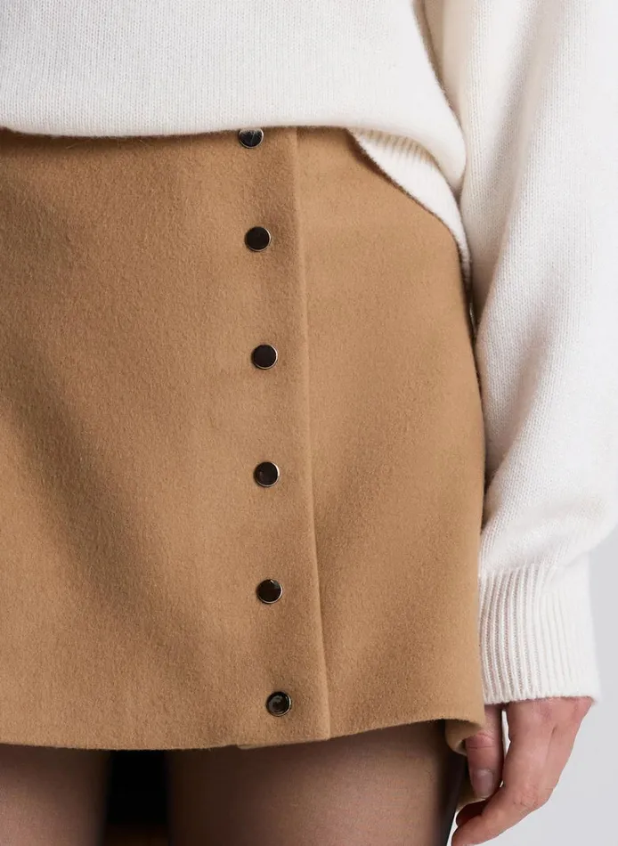 Women Bottoms ALC May Wool Cashmere Mini Skirt Camel
