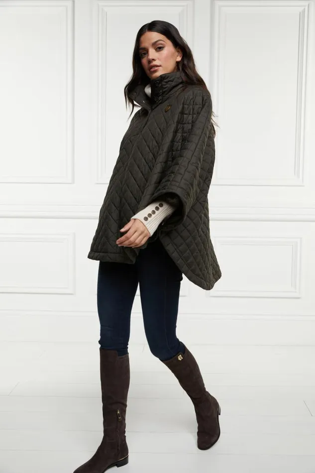 Women Capes Holland Cooper Brooke Quilted Cape Dark Olive