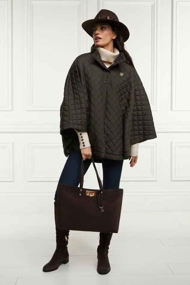 Women Capes Holland Cooper Brooke Quilted Cape Dark Olive