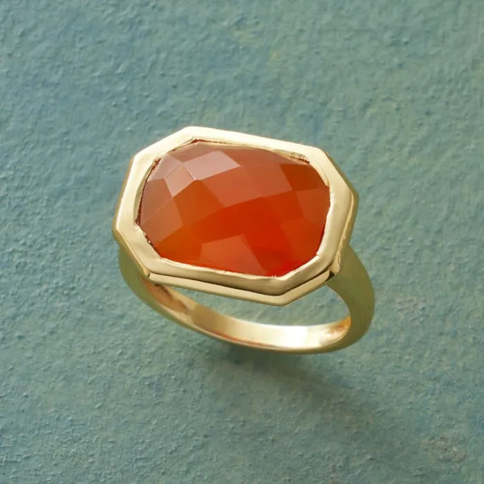 Women Carnelian Octagon Ring Sundance Catalog Rings