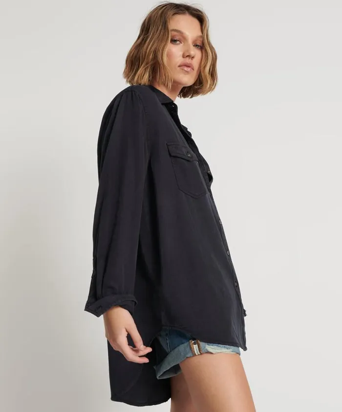 Women CHARCOAL CUT OFF ORIGINAL LIBERTY SHIRT One Teaspoon Shirts Women CHARCOAL CUT OFF ORIGINAL LIBERTY SHIRT One Teaspoon Shirts