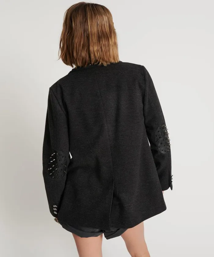 Women CHARCOAL STUDDED BLAZER One Teaspoon Jackets Women CHARCOAL STUDDED BLAZER One Teaspoon Jackets