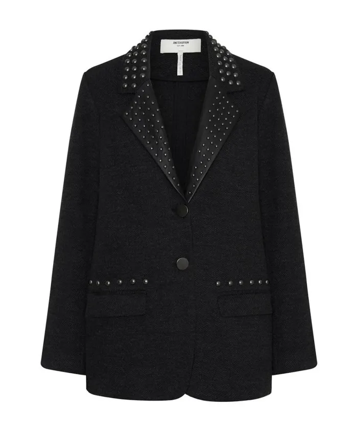 Women CHARCOAL STUDDED BLAZER One Teaspoon Jackets Women CHARCOAL STUDDED BLAZER One Teaspoon Jackets