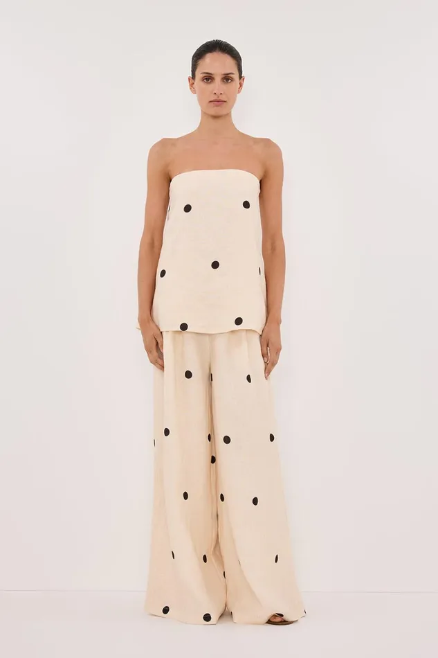 Women Co Ord Sets DISSH BEVERLY CREAM SPOT STRAPLESS TOP