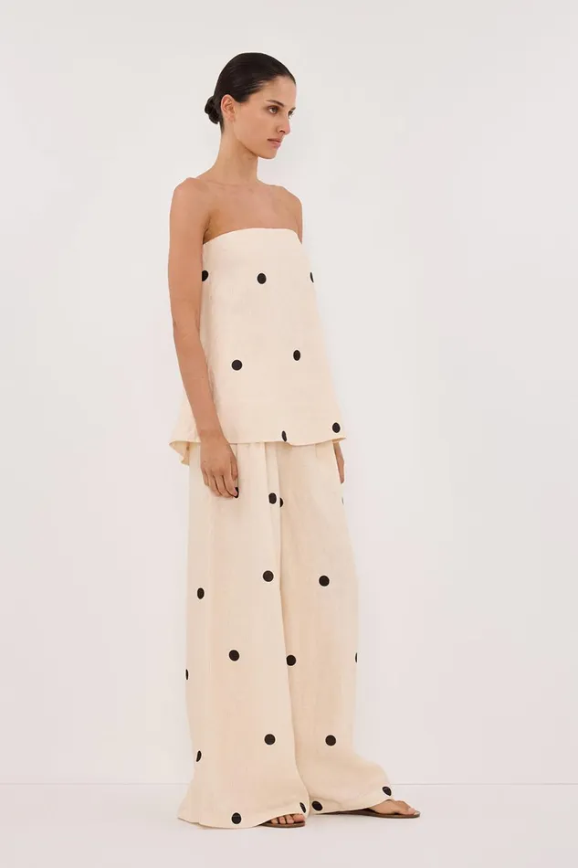 Women Co Ord Sets DISSH BEVERLY CREAM SPOT STRAPLESS TOP