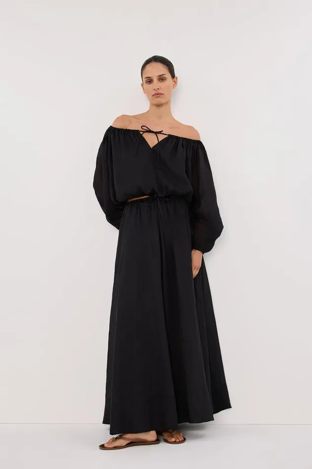Women Co Ord Sets DISSH SELENE BLACK RAMIE LONGSLEEVE TOP
