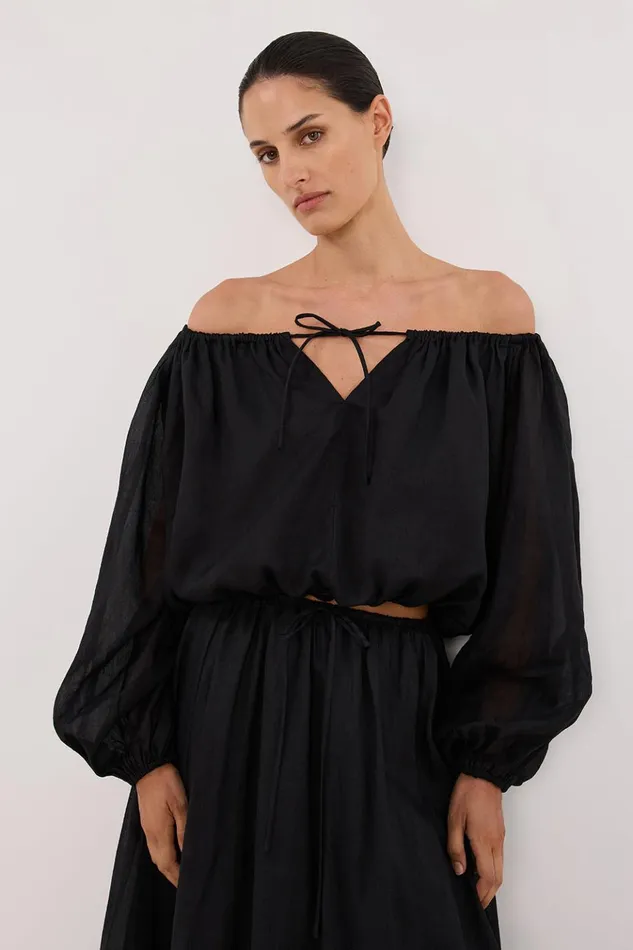 Women Co Ord Sets DISSH SELENE BLACK RAMIE LONGSLEEVE TOP