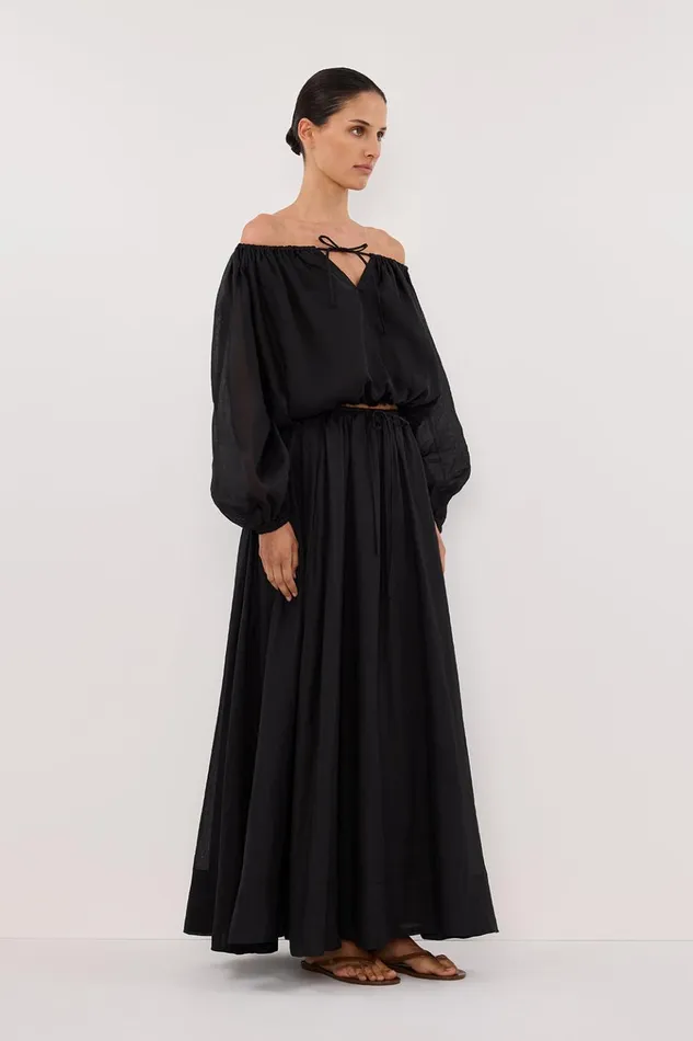 Women Co Ord Sets DISSH SELENE BLACK RAMIE LONGSLEEVE TOP