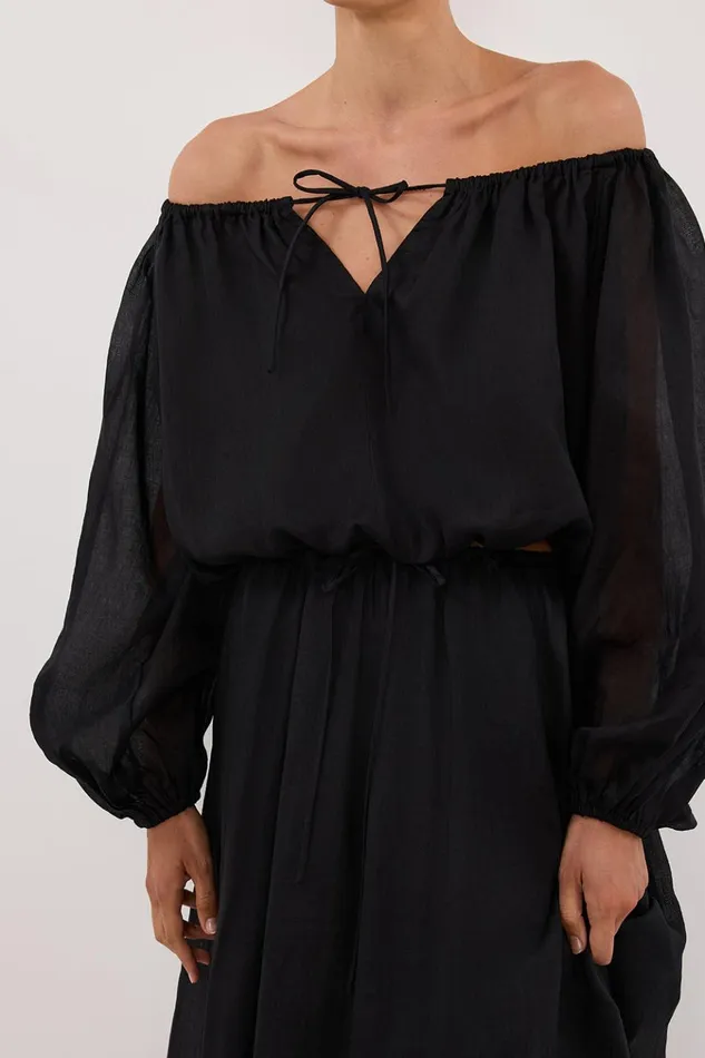 Women Co Ord Sets DISSH SELENE BLACK RAMIE LONGSLEEVE TOP