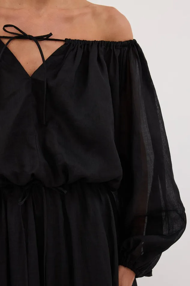 Women Co Ord Sets DISSH SELENE BLACK RAMIE LONGSLEEVE TOP