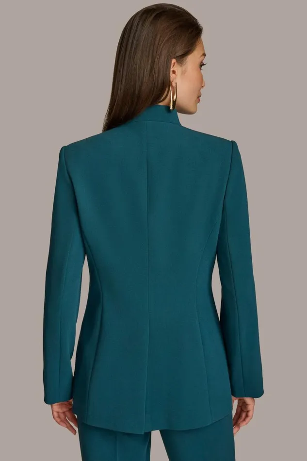 Women COLLARLESS JACKET WITH BUTTON DETAIL ON SLEEVE Peacock Donna Karan New York Jackets And Blazers Women COLLARLESS JACKET WITH BUTTON DETAIL ON SLEEVE Peacock Donna Karan New York Jackets And Blazers