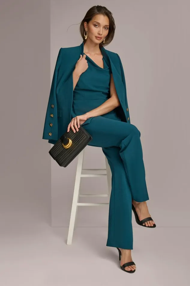 Women COLLARLESS JACKET WITH BUTTON DETAIL ON SLEEVE Peacock Donna Karan New York Jackets And Blazers Women COLLARLESS JACKET WITH BUTTON DETAIL ON SLEEVE Peacock Donna Karan New York Jackets And Blazers