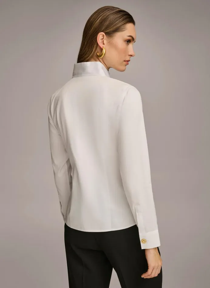 Women COTTON NOTCH COLLAR BUTTON DOWN White Donna Karan New York Sweaters And Tops Women COTTON NOTCH COLLAR BUTTON DOWN White Donna Karan New York Sweaters And Tops
