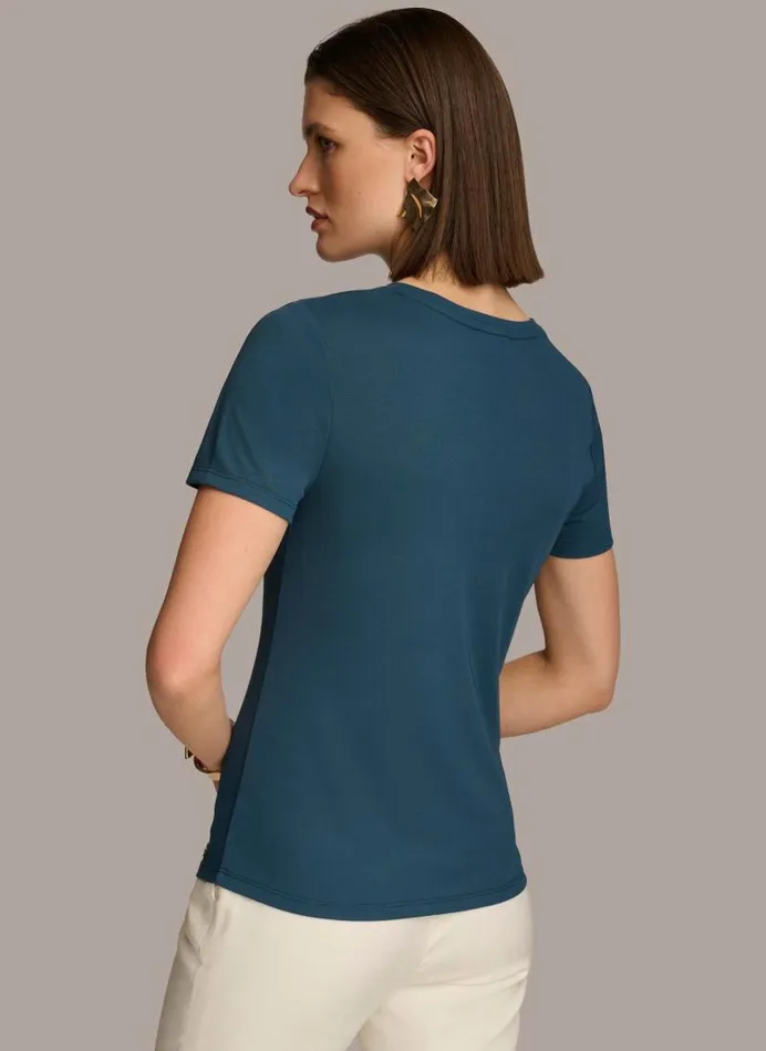Women CREW NECK RUCHED TEE Tide Navy Donna Karan New York Sweaters And Tops Women CREW NECK RUCHED TEE Tide Navy Donna Karan New York Sweaters And Tops