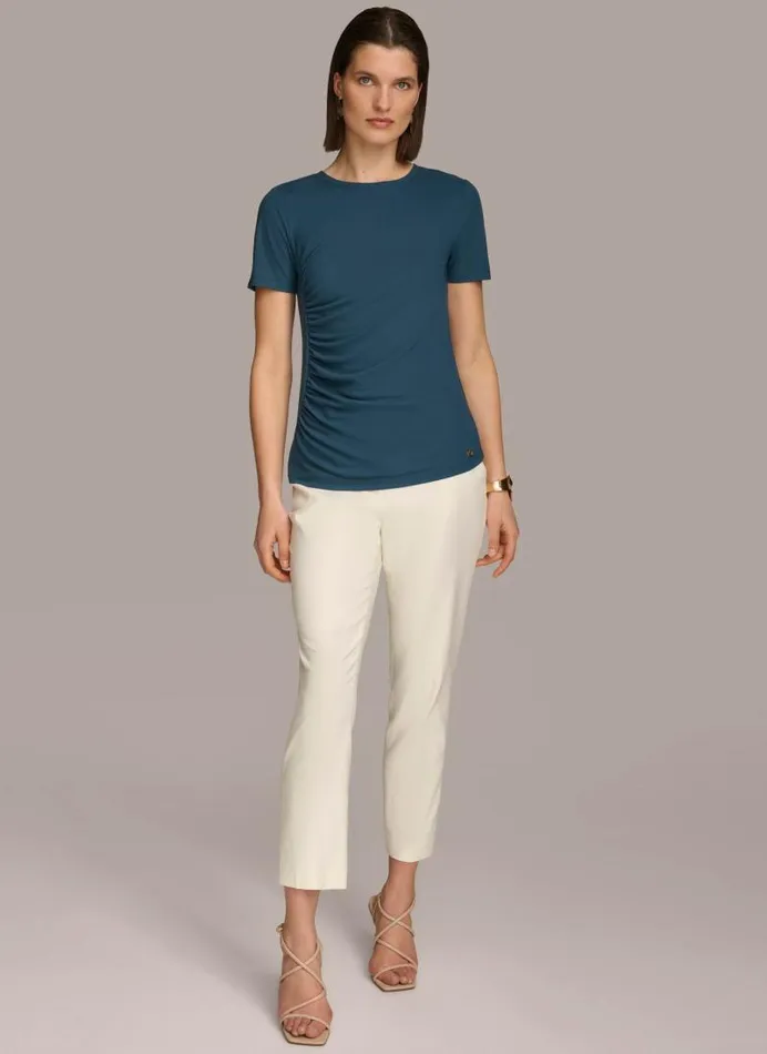 Women CREW NECK RUCHED TEE Tide Navy Donna Karan New York Sweaters And Tops Women CREW NECK RUCHED TEE Tide Navy Donna Karan New York Sweaters And Tops