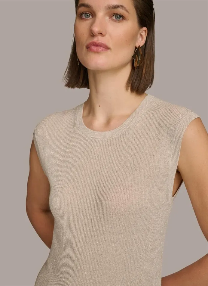 Women CREW NECK SHIMMER TEE Sandsilver Donna Karan New York Sweaters And Tops Women CREW NECK SHIMMER TEE Sandsilver Donna Karan New York Sweaters And Tops