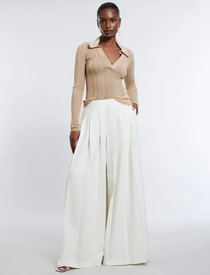 Women Crochet Collar Top Neutral BCBG Tops Women Crochet Collar Top Neutral BCBG Tops