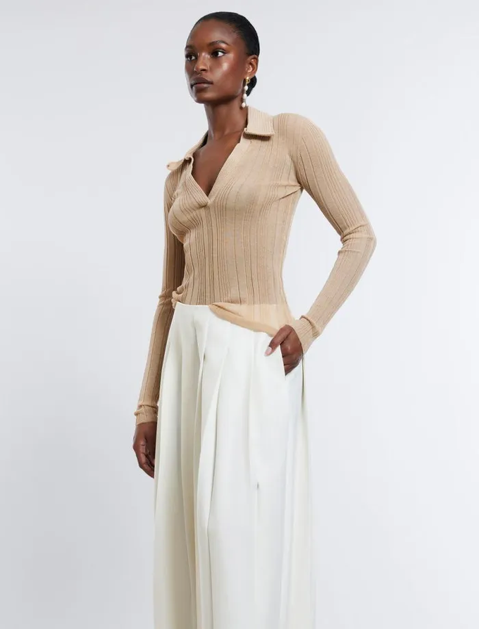 Women Crochet Collar Top Neutral BCBG Tops Women Crochet Collar Top Neutral BCBG Tops