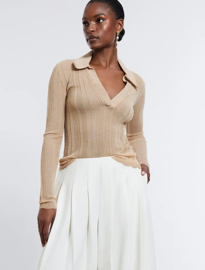 Women Crochet Collar Top Neutral BCBG Tops Women Crochet Collar Top Neutral BCBG Tops