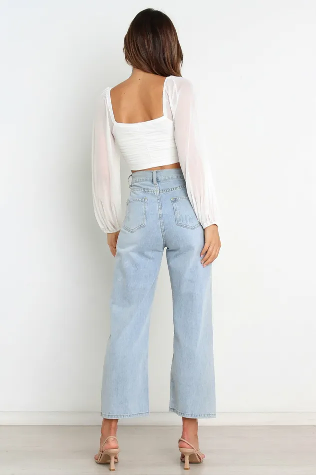 Women Crop Tops Petal and Pup Adele Top White