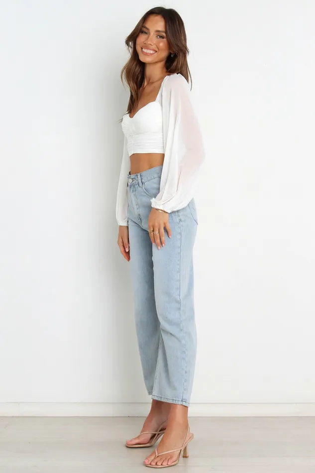 Women Crop Tops Petal and Pup Adele Top White
