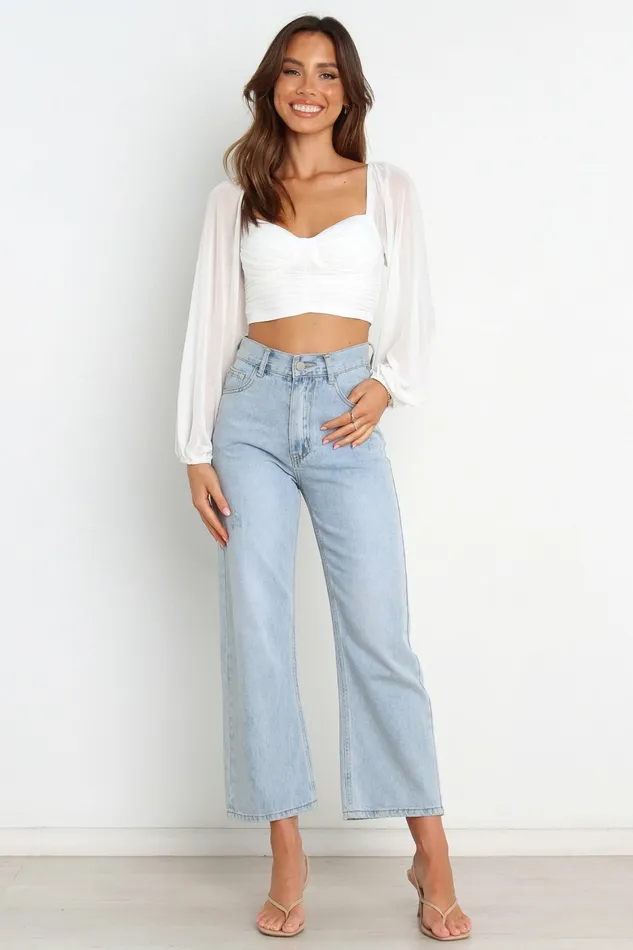 Women Crop Tops Petal and Pup Adele Top White