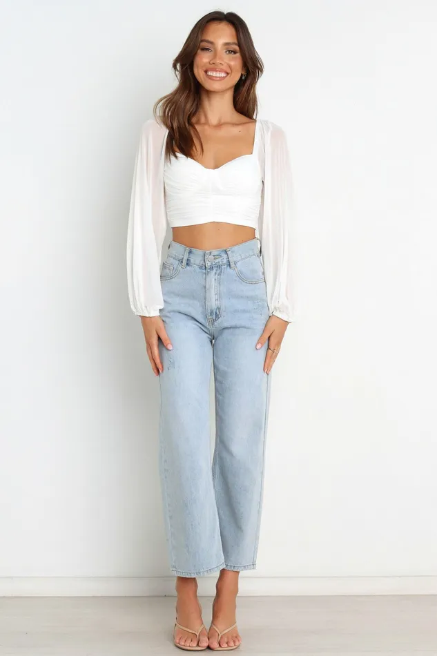Women Crop Tops Petal and Pup Adele Top White