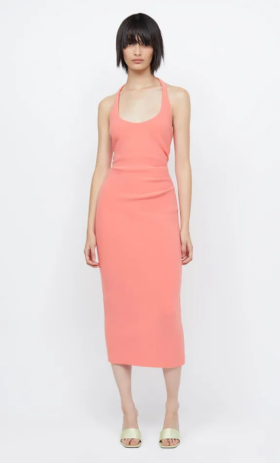 Women CYNDIE HALTER MIDI DRESS 8211 CORAL Bec Bridge Wedding Guest