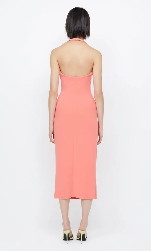 Women CYNDIE HALTER MIDI DRESS 8211 CORAL Bec Bridge Wedding Guest