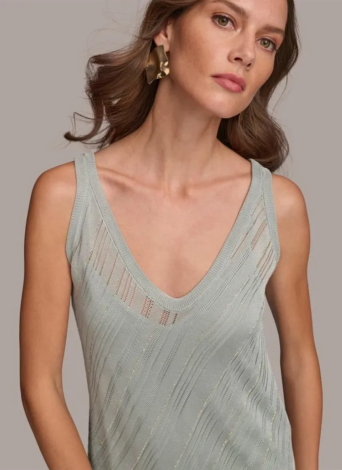 Women DIAGONAL SHIMMER TANK Blue Frost Donna Karan New York Sweaters And Tops Women DIAGONAL SHIMMER TANK Blue Frost Donna Karan New York Sweaters And Tops