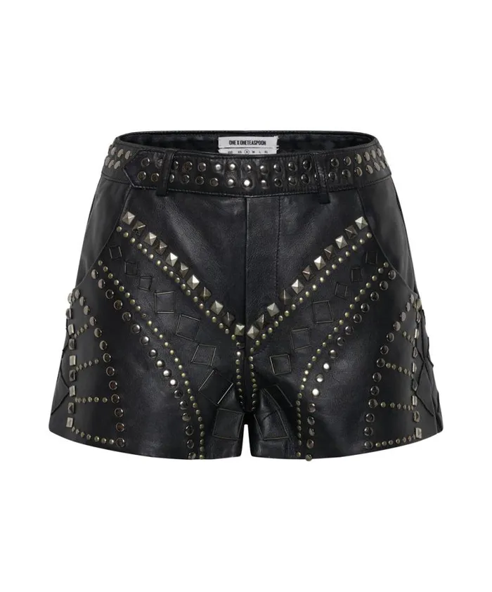 Women DIAMOND REFLECTIONS LEATHER SHORTS One Teaspoon Bottoms Women DIAMOND REFLECTIONS LEATHER SHORTS One Teaspoon Bottoms