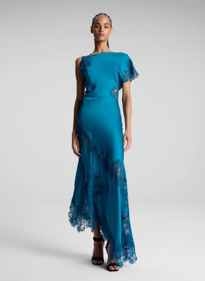 Women Dresses ALC Alessia Satin And Lace Maxi Dress Bright Flourite